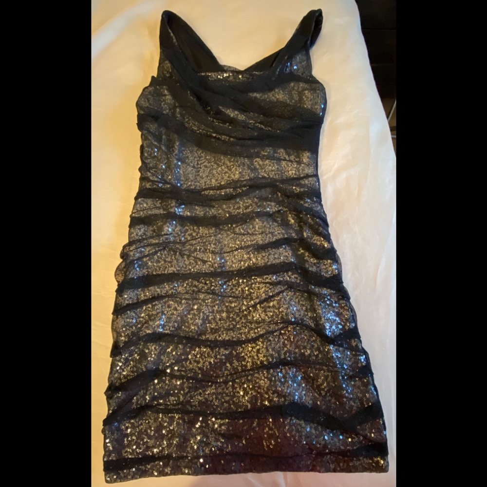 Sleeves mini sequin dress